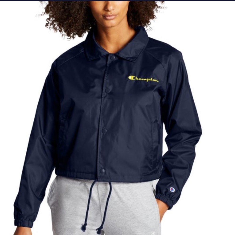 NWT Champion navy blue coaches crop jacket